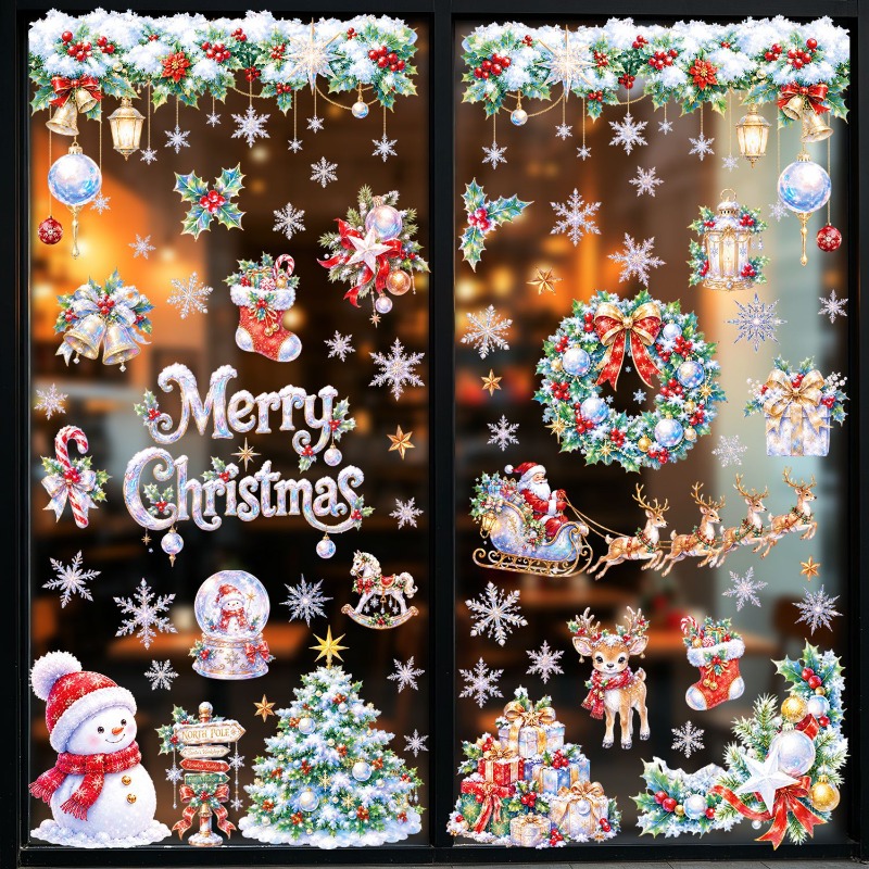 X Home Decor - 9 Sheets Christmas Static Window Clings