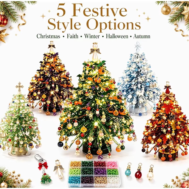 Home Decor Handmade - Handmade Beaded Mini Tabletop Holiday Tree