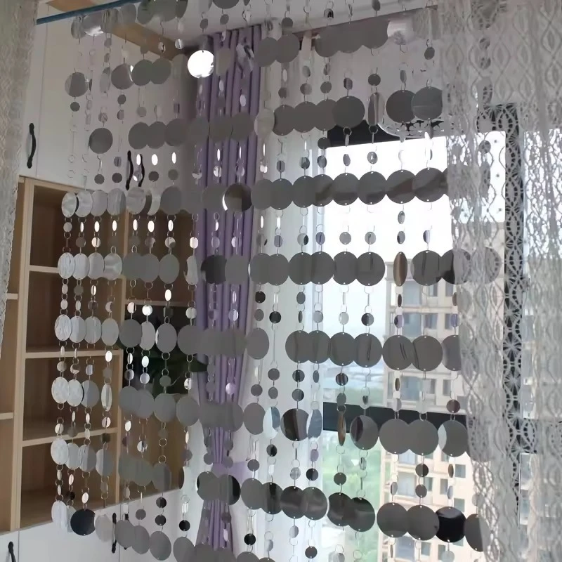 Room Divider Screen - Silver Sequin Backdrop Curtains - Sparkling