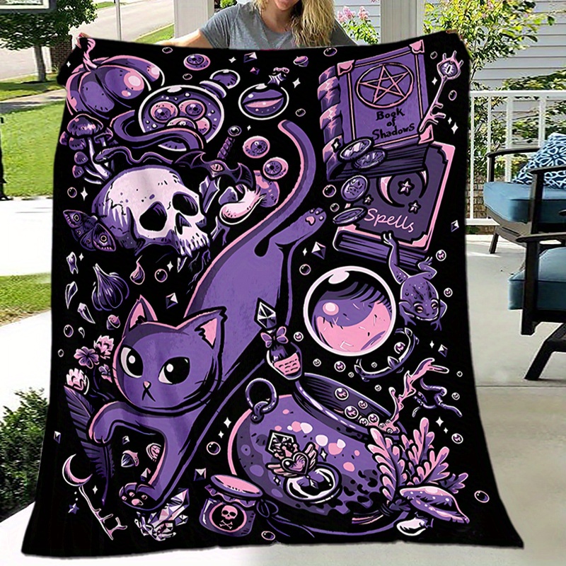 Home Decor Fallout 4 - Gothic Witch Blanket Throw Fleece Cat