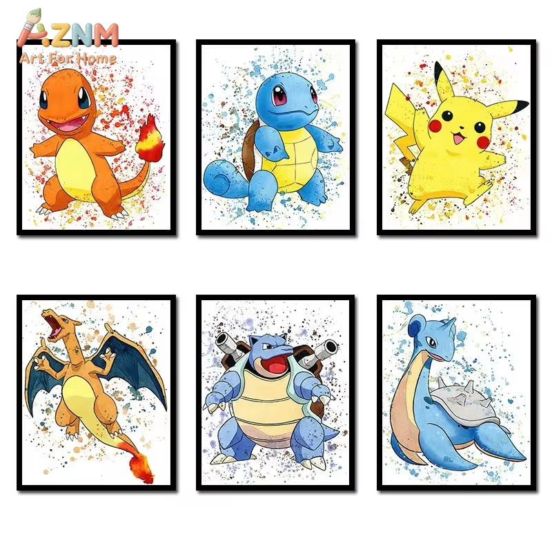 1PC ，Anime Pokemon Canvas Pain - огляд і ціна Abstract Oil Painting